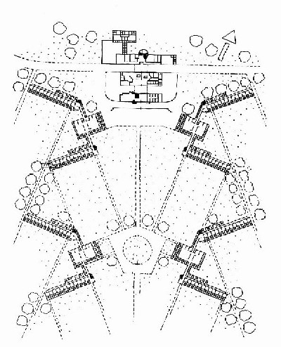 Original plan with four pavilions